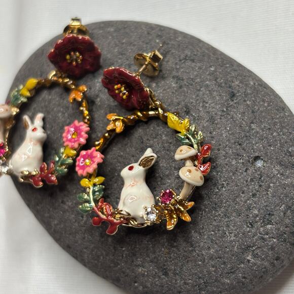 Les Nereides Enchanted Encounters Rabbit Earrings Cottage Boho French Dainty - Picture 7 of 9
